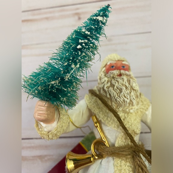 1992 Possible Dreams Clothtique Santa Ornament Holding Bottle Brush Tree W/BOX - Picture 11 of 11